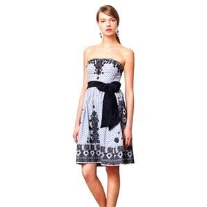 Anthropologie Moulinette Soeurs Dress Women 2 Blue Embroidered Strapless Elysian